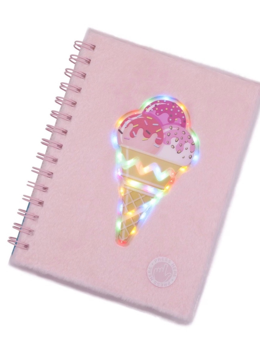 Pen+ Gear Ice Cream Light-Up Journal Fuzzy Pink